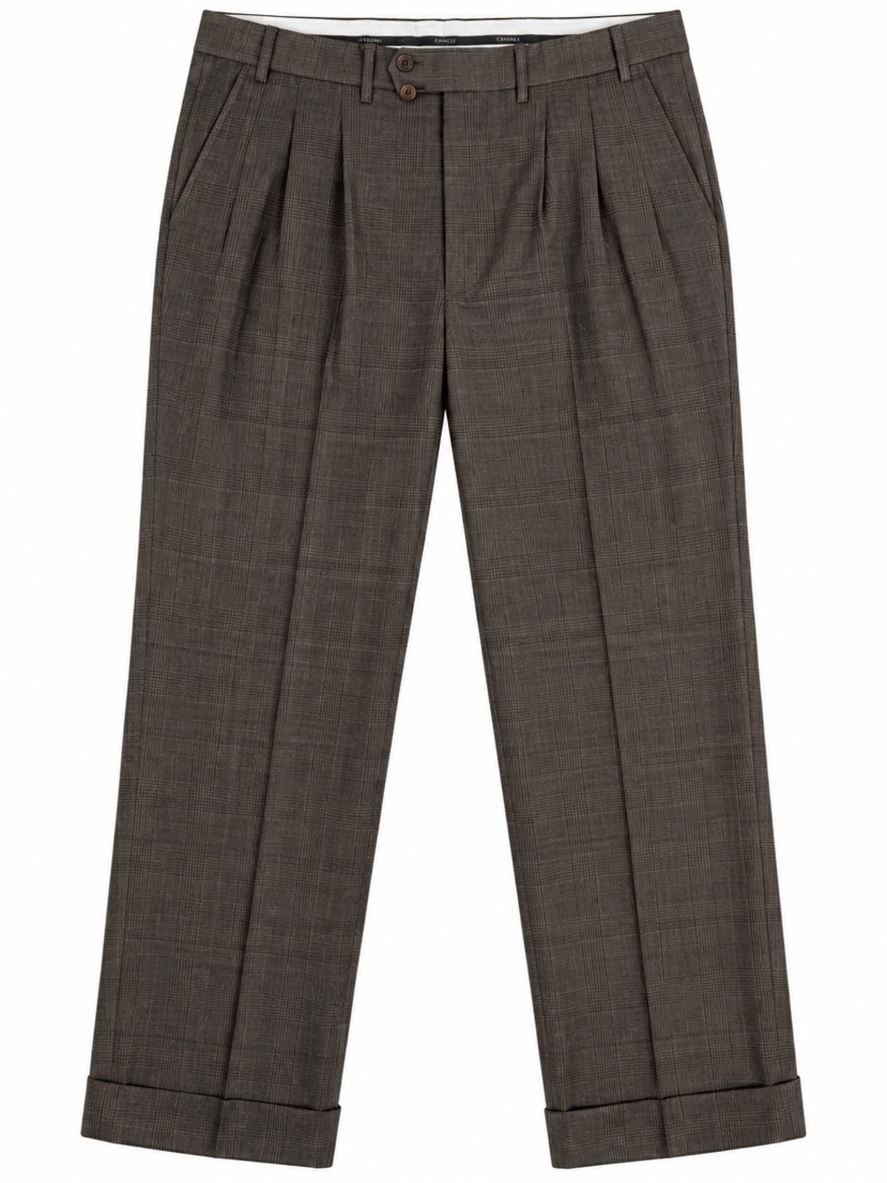 Canali Mens 52 Brown Plaid 100% Virgin Wool Dress Pants Italy Pleated 40x31